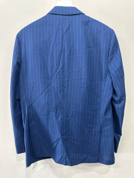 Boggi Navy Blue & White Wool Striped 2 Button Men's Suit