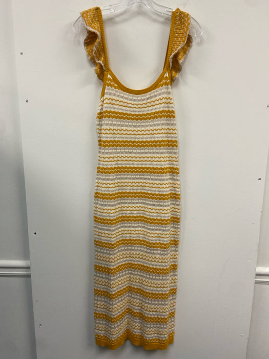 Ramy Brook Size S/M White, Yellow & Gold Cotton Blend Metallic Thread Dress Set