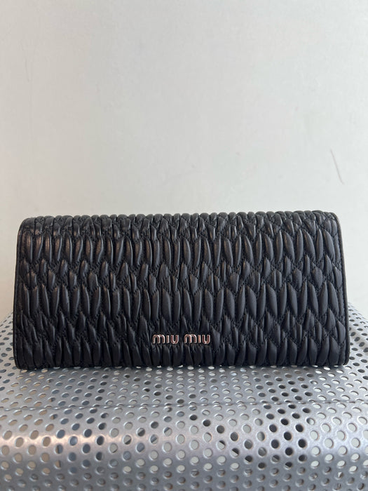 Miu Miu Black & Red Leather Square Quilted cherry detail Cross Body & wallet Bag