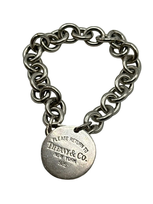 Tiffany & Co. Silver Tone 925 Sterling Silver Chain Logo Pendant Bracelet