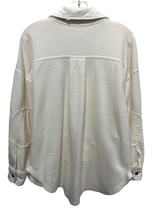 Free People Size XS Ivory Cotton Button Up Front Pockets Long Sleeve Jacket