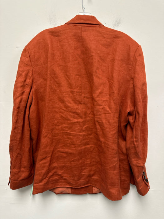 Farm Rio Size XL Burnt Orange Linen Tortoiseshell Buttons Shoulder Pads Jacket
