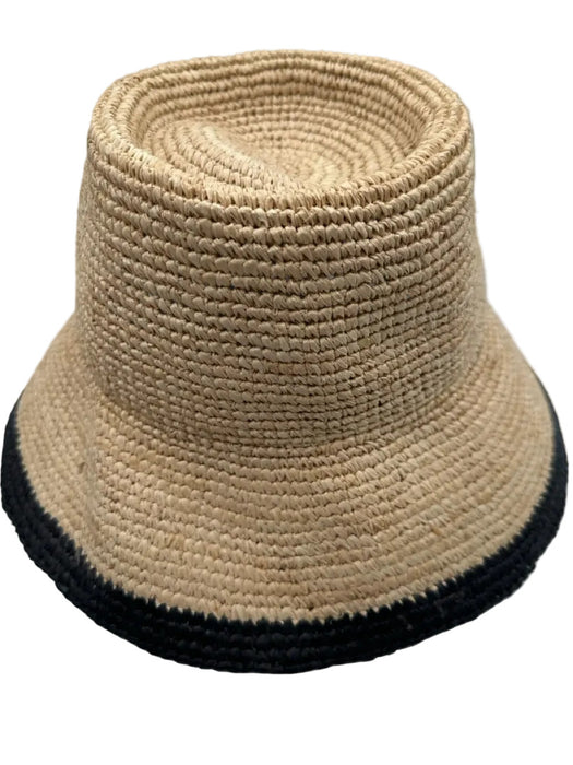 Madewell Beige & Black Raffia Straw Woven Hat