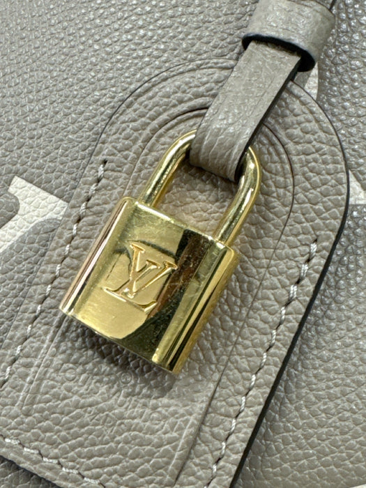 Louis Vuitton Beige & Taupe Leather Monogram Top Handles Embossed Bag