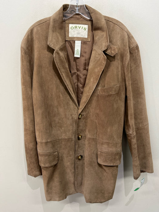 Orvis Tan Leather Solid 3 button Men's Blazer