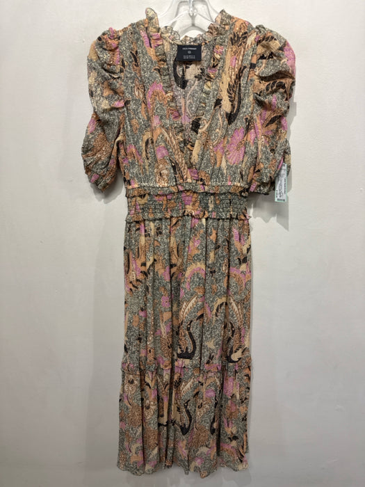 Ulla Johnson Size XS Orange, Purple & Multi Print Silk & Cotton Floral Dress
