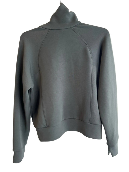 Spanx Size S Green Polyester Long Sleeve solid color 3/4 Zip Lined Sweater