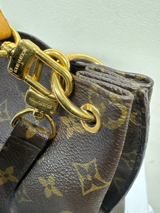 Louis Vuitton Brown Print Leather One Handle Hobo Gold Hardware Bag