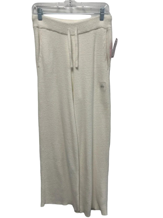 Alo Size S Cream White Nylon Elastic & Drawstring Waist High Waist Lounge Pants
