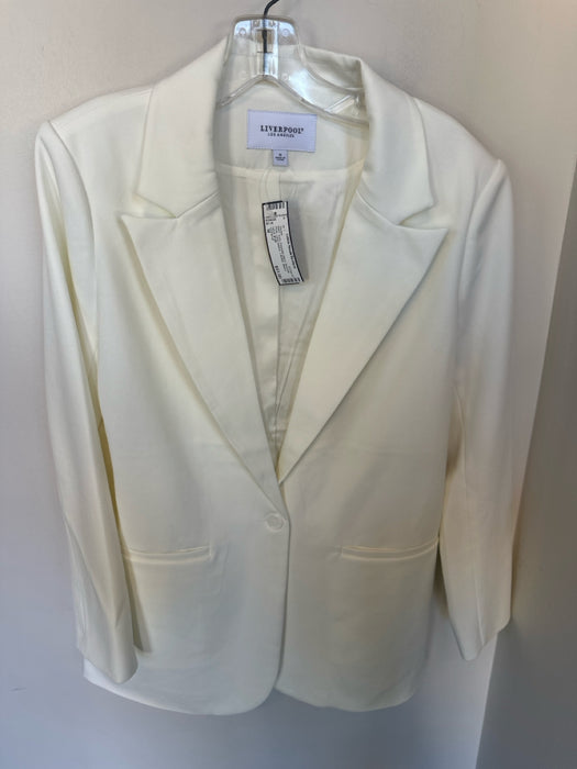 Liverpool Size M Ivory Polyester Blend Shoulder Pads Long Sleeve 1 Button Jacket