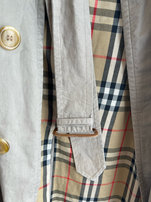 Burberry Size 42 Khaki Cotton Long Sleeve Waist Belt Button Front Trench Coat