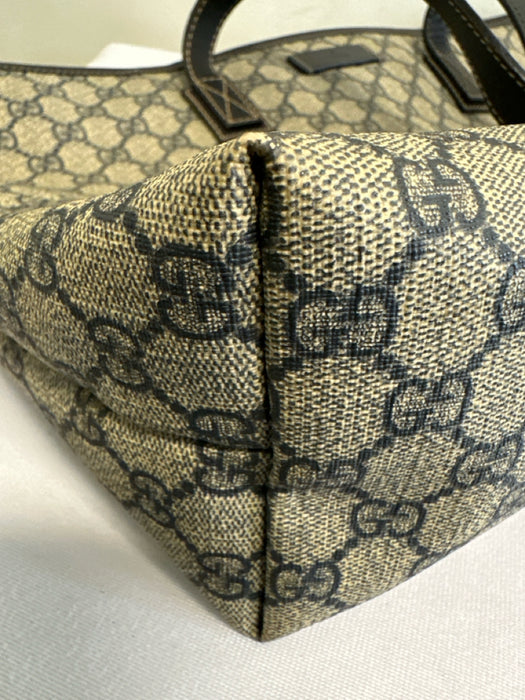 Gucci Navy Blue & Beige Coated Canvas & Leather Guccissima Shoulder Bag Tote Bag