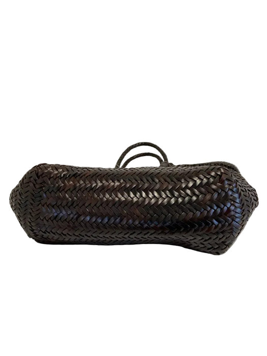 Altica Brown Leather Woven Braided Handle Shoulder Bag