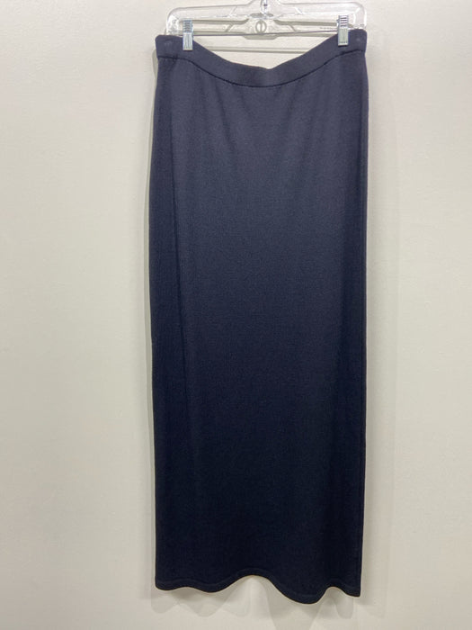 St John Basics Size 12 Black Wool Blend Elastic Waist Knit Maxi Skirt