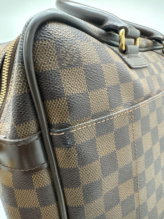 Louis Vuitton Brown & Beige Leather Damier Zip Pockets Men's Bag