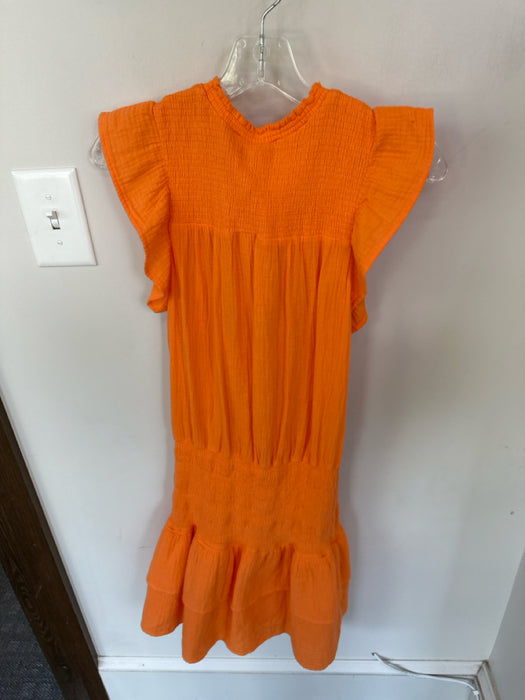 Sundays Size XS Orange Cotton Scrunch Detail Ruffle Sleeve Detail Mini Dress