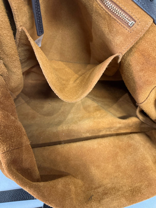 Mark & Graham Tan & brown Suede & Leather Gold hardware Snap Closure Tote Bag