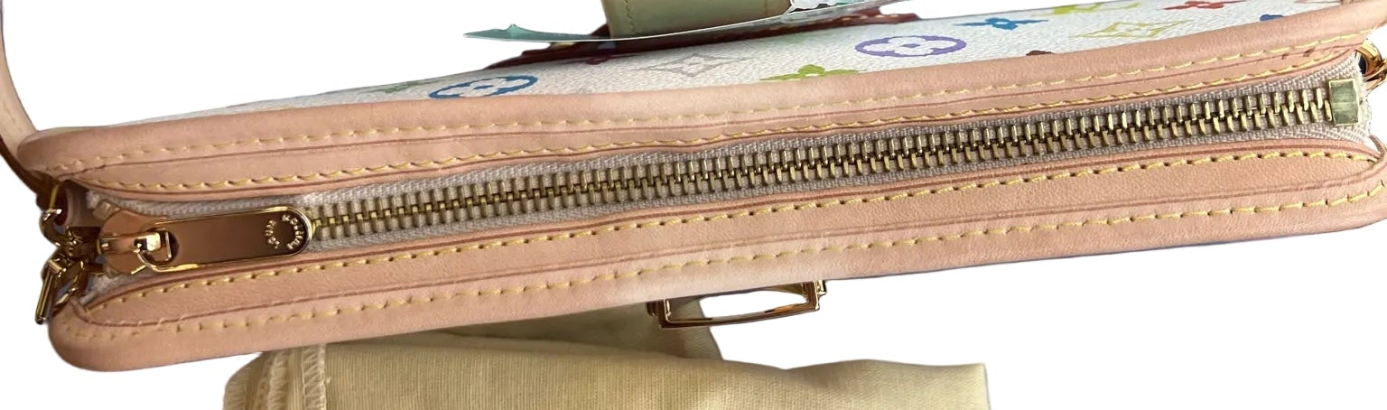 Louis Vuitton White & Multi Print Coated Canvas Monogram Leather Accents Bag