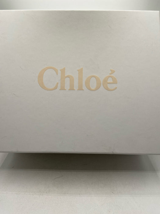 Chloe Shoe Size 39 Biscotti Beige Suede Upper Rubber Sole Solid Block Heel Mules