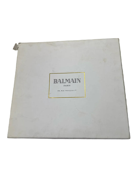 Balmain Shoe Size 46 White & Black Leather Two Tone High Top Sneaker Men's Shoes