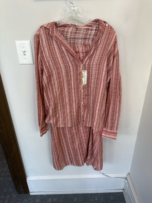 Vanessa Bruno Size 34/XS Mauve & White Cotton Blend Long Sleeve Maxi Skirt Set
