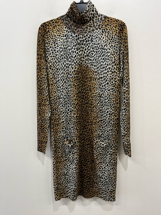 D&G Dolce & Gabbana Size 44/8 Brown, Black, White Virgin Wool Animal Print Dress