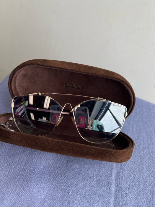 Tom Ford Brown Cat Eye Rose Gold Detail Sunglasses