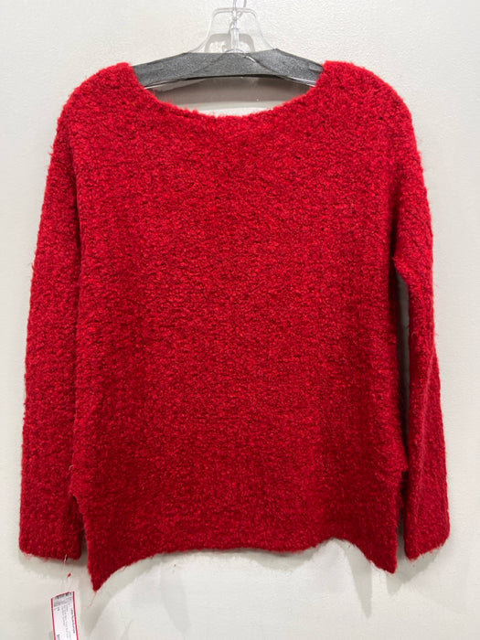 ATM Size L Red Acrylic Blend Fuzzy Boat Neck Long Sleeve Sweater