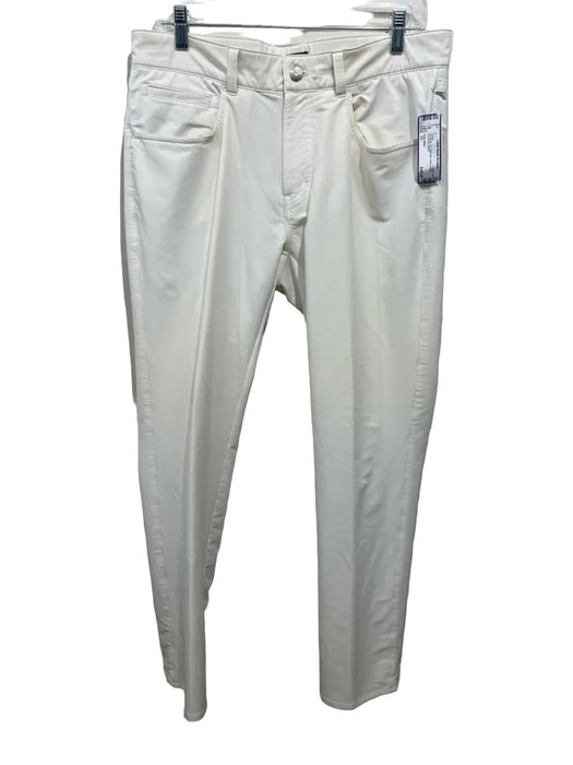 Peter Millar Size 33 Off White Synthetic Solid Khakis Men's Pants