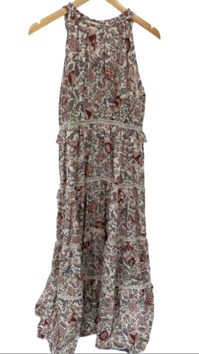 Love The Label Size L Rust & Tan Cotton Sleeveless Botanical Maxi Dress
