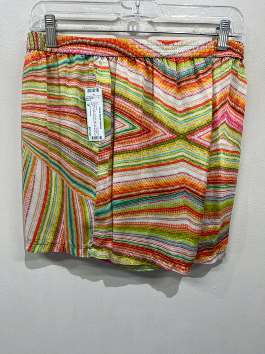 Frankies Bikinis Size M White & Multi Viscose Silk Feel Elastic Waist Short Set