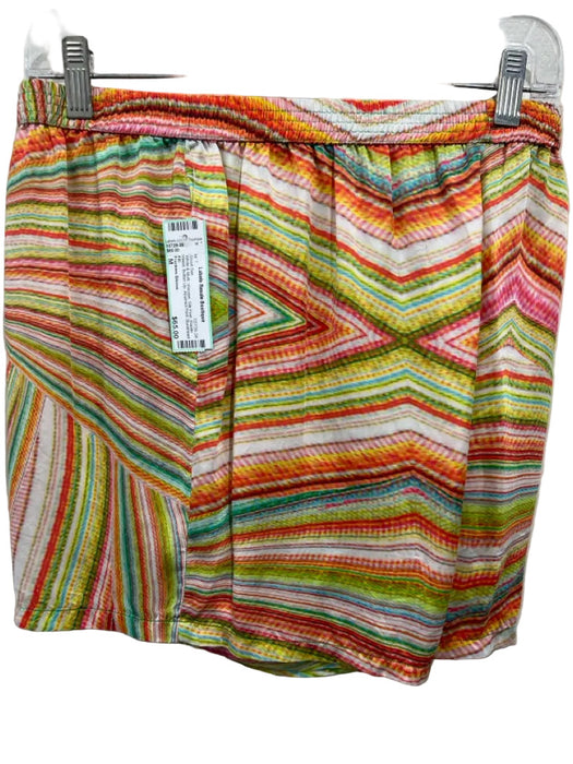 Frankies Bikinis Size M White & Multi Viscose Silk Feel Elastic Waist Short Set