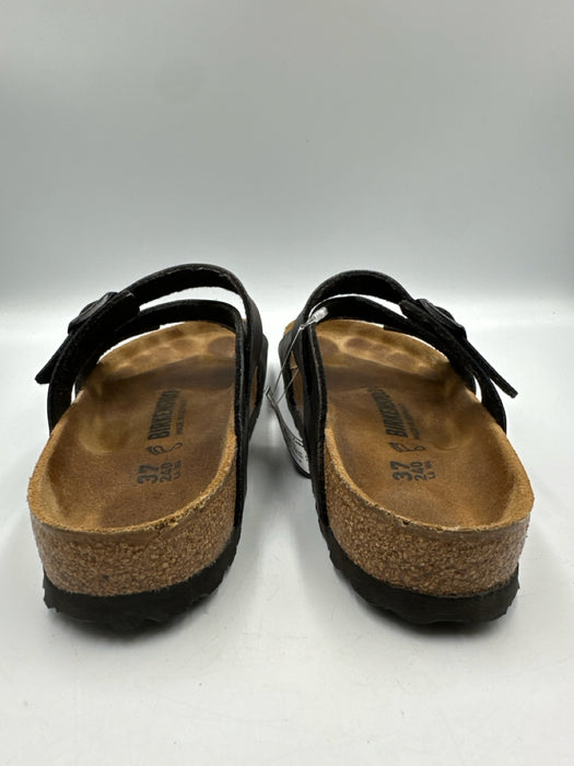 Birkenstock Shoe Size 37 Black Leather open toe Double Strap Sandals