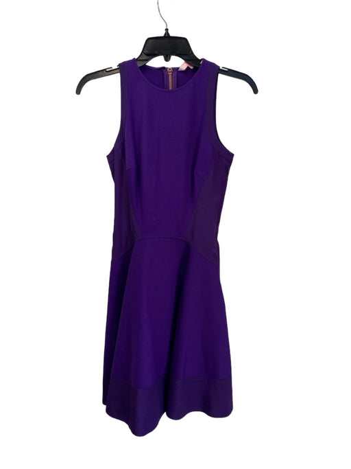 Ted Baker Size 0 Purple Viscose Blend High Neck Sleeveless Zipper Back Dress Purple / 0