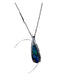 Silver & Blue 14k White Gold Teardrop Pendant Thin Chain Pave Bezel Necklace Silver & Blue