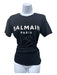 Balmain Size Small Black Cotton Blend Short Sleeve Gold Button Detail Logo Top Black / Small