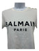 Balmain Size XXS White Cotton Blend Loop Short Sleeve Gold Buttons T-shirt Top White / XXS