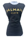 Balmain Size S Black Cotton Blend Logo Gold Buttons Sleeveless T-shirt Top Black / S