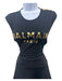 Balmain Size S Black Cotton Blend Logo Gold Buttons Sleeveless T-shirt Top Black / S