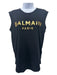 Balmain Size S Black Cotton Blend Logo Gold Buttons Sleeveless T-shirt Top Black / S