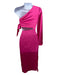 Silk Maison Size XS Bright Pink Silk One Sleeve Tie Waist Midi Dress Bright Pink / XS