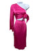 Silk Maison Size XS Bright Pink Silk One Sleeve Tie Waist Midi Dress Bright Pink / XS