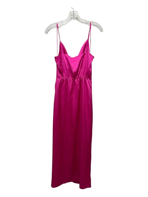 Milly Size 10 Pink Polyester Blend Spaghetti Strap Slip dress Slit Gown Pink / 10