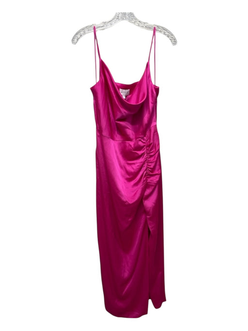 Milly Size 10 Pink Polyester Blend Spaghetti Strap Slip dress Slit Gown Pink / 10