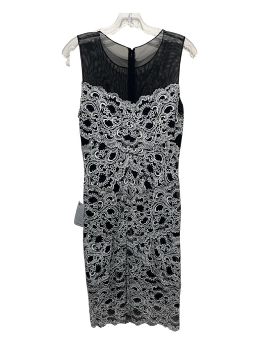 Nicole Miller Size M Black & Cream Rayon Blend Lace Sleeveless Cocktail Dress Black & Cream / M