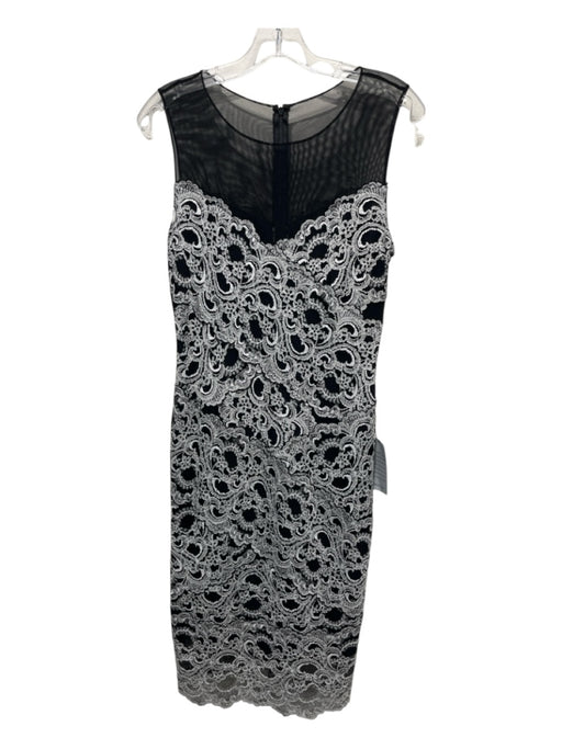Nicole Miller Size M Black & Cream Rayon Blend Lace Sleeveless Cocktail Dress Black & Cream / M