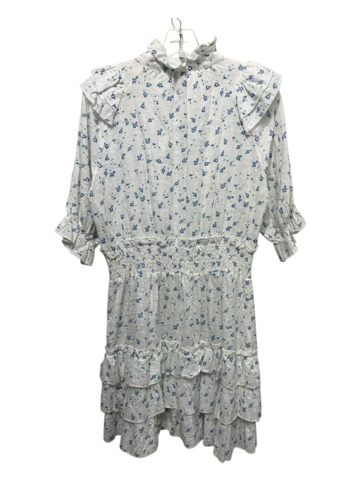 The Shirt Rochelle Behrens Size M White, Blue, Green Cotton Half Button Dress White, Blue, Green / M