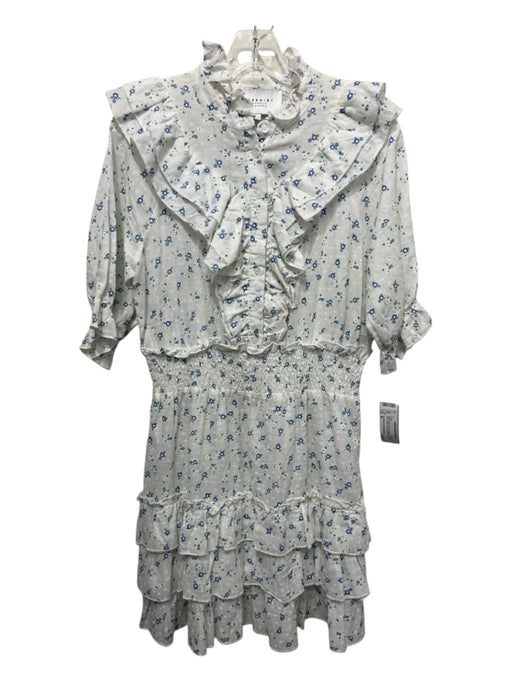 The Shirt Rochelle Behrens Size M White, Blue, Green Cotton Half Button Dress White, Blue, Green / M