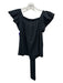 Hunter Bell Size S Black Acetate Blend Wood Grain Ruffle Cap Sleeve Top Black / S