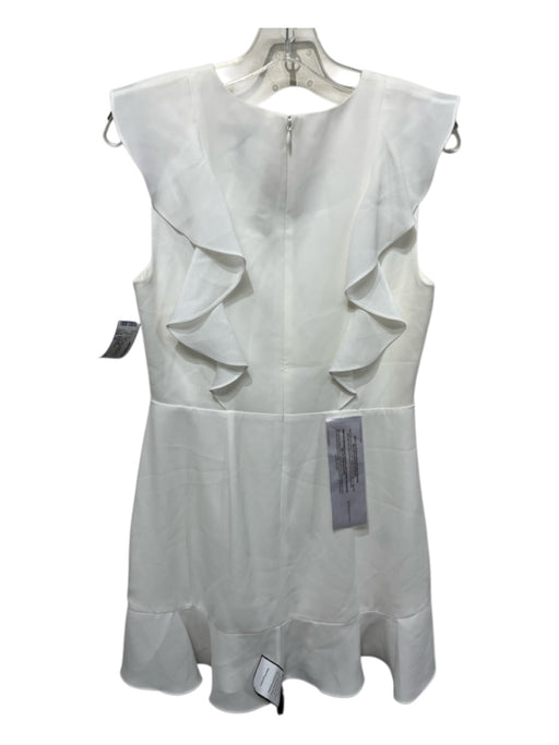 BCBG Maxazria Size 10 White Polyester ruffles Knee Length Dress White / 10